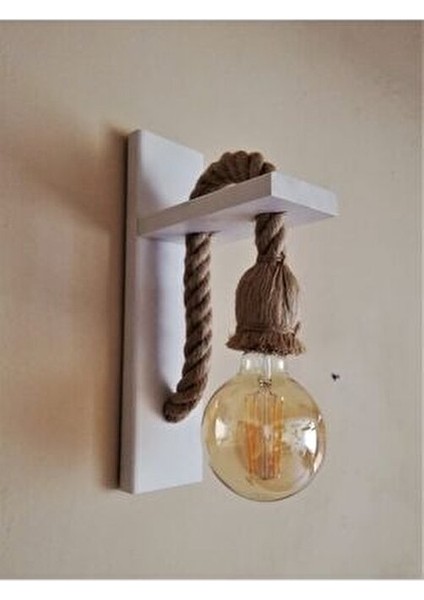 Retro Vintage Halat Aplik Duvar Lambası Beyaz E-27 Duy Aşağı Işık Yönü fiyatları