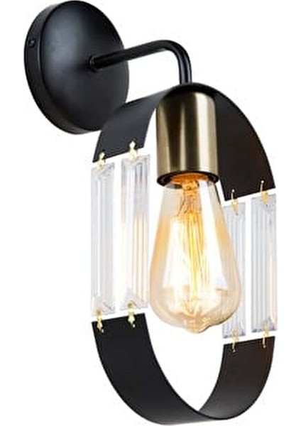 Nova Aplik Modern Tasarım Siyah Metal E-27 Duy 15 cm Genişlik 33 cm Yükseklik