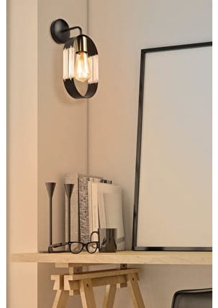 Nova Aplik Modern Tasarım Siyah Metal E-27 Duy 15 cm Genişlik 33 cm Yükseklik