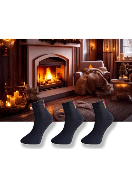 3'lü Paket , Siyah , Orta Uzun Konç Termal Çorap (3 Çift Siyah)