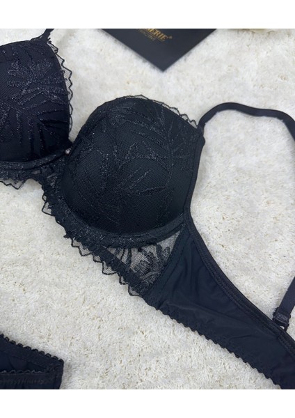 Le Jardin Parlak Simli Ipli Brodeli Push-Up Sütyen Külot TAKIM-5065 modelleri