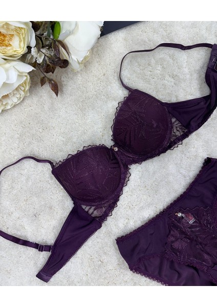 Le Jardin Parlak Simli Ipli Brodeli Push-Up Sütyen Külot TAKIM-5065 indirimleri