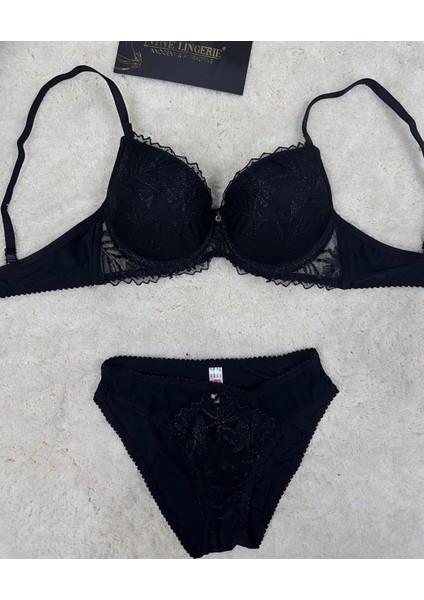 Le Jardin Parlak Simli Ipli Brodeli Push-Up Sütyen Külot TAKIM-5065 fiyatları