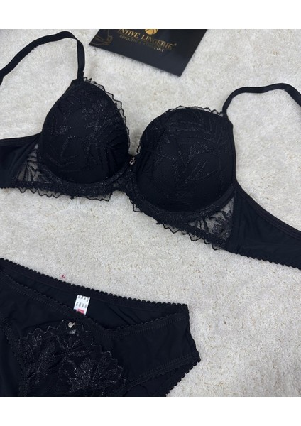 Le Jardin Parlak Simli Ipli Brodeli Push-Up Sütyen Külot TAKIM-5065 fırsatları