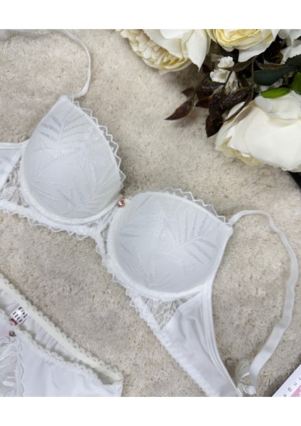 Le Jardin Parlak Simli Ipli Brodeli Push-Up Sütyen Külot TAKIM-5065 fırsatları