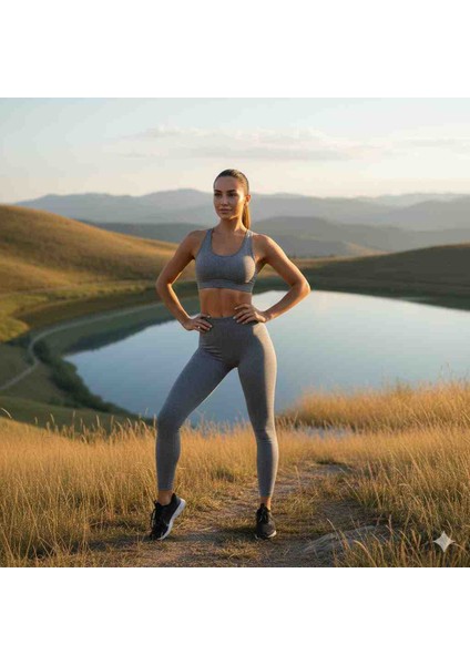 Yüksek Bel Dalgıç Kumaş Spor Tayt