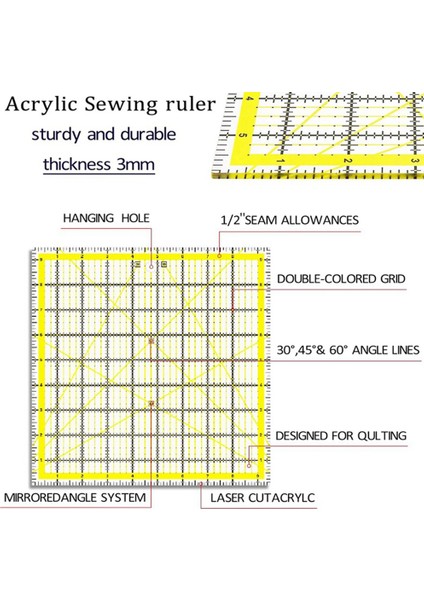 4pcs Kapitone Cetveli, Akrilik Kare Cetvel, Kapitone Şablonları, Kaymaz Halkalarla (4.5x4.5in, 6X6IN, 9.5x9.5in, 12.5X12.5IN) (Yurt Dışından) modelleri