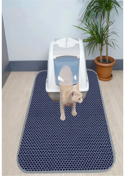 Büyük Boy Kedi Tuvalet Önü Paspası 120 x 60 cm | Elekli, Çift Katlı, Kaymaz Taban