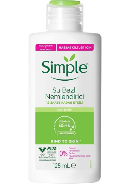 Kind To Skin Su Bazlı Nemlendirici 12 Saate Kadar Etklili Hassas Ciltler Için 125 ml