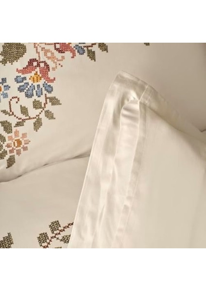 Çiçek DESENLI%100 Pamuk Nevresim Seti, Beyaz, Çift Kişilik (Nevresim: 200X220 cm / 2 Adet Yastık Kılıfı: 50X70 Cm) modelleri