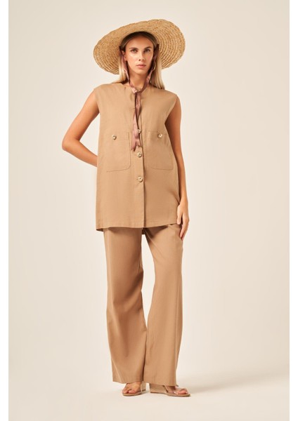 Ftz Kadın Keten Ikili Takım Vizon 31195 fırsatları