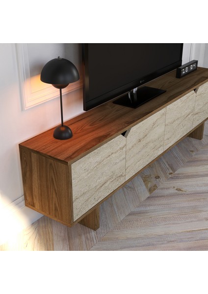 Istemi Ud-Traverten Tv Ünitesi - 180 cm Modern Tasarım, Ekonomik Tv Ünitesi, Kulpsuz modelleri