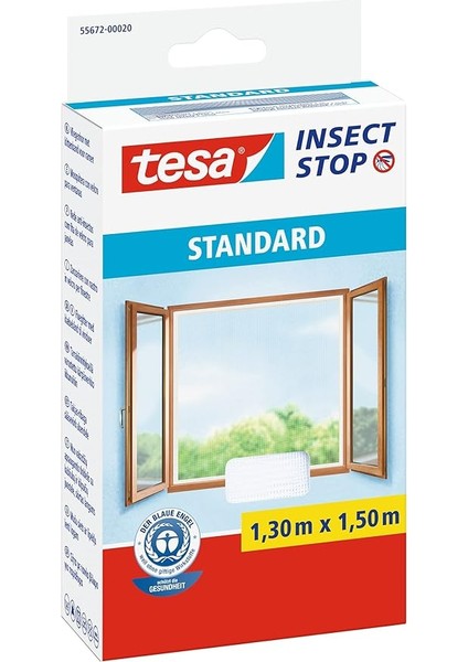 Insect Stop Standart Pencere Sinekliği, Kesilebilir, Delmeden Sivrisinek Koruması, 1 x Beyaz Sineklik, 130 cm x 150 Cm, 5,6 M Uzunluk