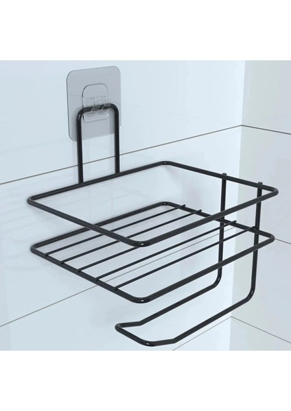 Leyloş Kendiliğinden Yapışkanlı Tuvalet Kağıdı Tutacağı ve Yedek Raf - Siyah Modern Metal Tasarım fiyatları