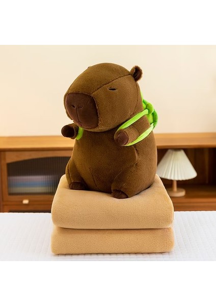 Karikatür Kapibara Yastık Battaniye 2'si 15 Arada Capibala Yastık Klima Çift Amaçlı Çocuk Uyuklayan Battaniye (Yurt Dışından)