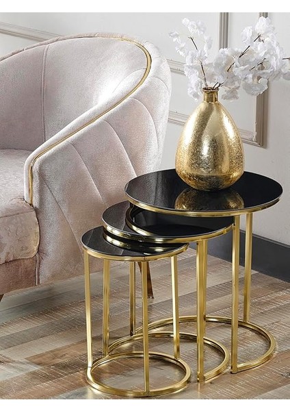 Lü Siyah Cam Gold Metal Zigon Sehpa fırsatları