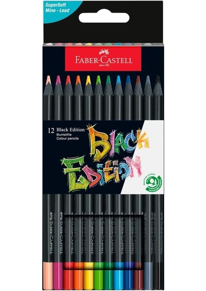 Edition Renkli - 12 Sayı, Siyah Ahşap ve Süper Yumuşak Çekirdek Kurşun, Yetişkin, Sanatçılar ve Yeni Başlayanlar Için Profesyonel Kalite Renkli