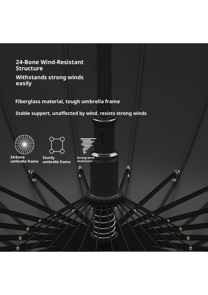 24 Kemik Uzun Saplı Şemsiye Fırtınaya Dalı Güneşli ve Yağmurlu Çift Amaçlı Şemsiye Genişletilmiş Çift Iş Düz Golf Şemsiyesi (Yurt Dışından) fırsatları