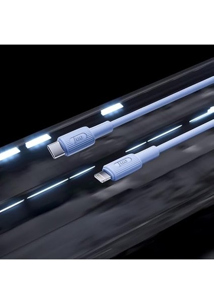 27W USB Type-C To Lightning iPhone iPad Silikon Hızlı Şarj ve Data Kablosu Mavi 1 Metre modelleri