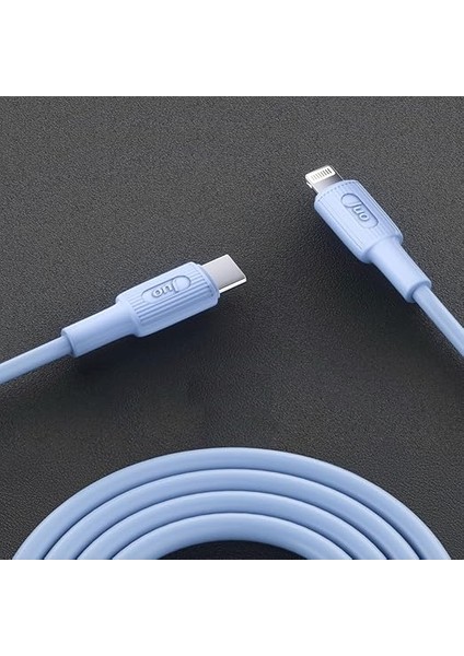 27W USB Type-C To Lightning iPhone iPad Silikon Hızlı Şarj ve Data Kablosu Mavi 1 Metre fırsatları