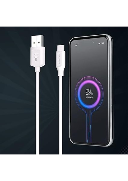 D30TK Type-C Data/şarj Kablosu 3.0A 1mt Beyaz fiyatları