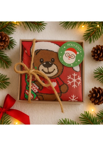 Asetat Kutulu Yılbaşı Hediyesi-Şık Ambalajında Renkli Kış Çorabı