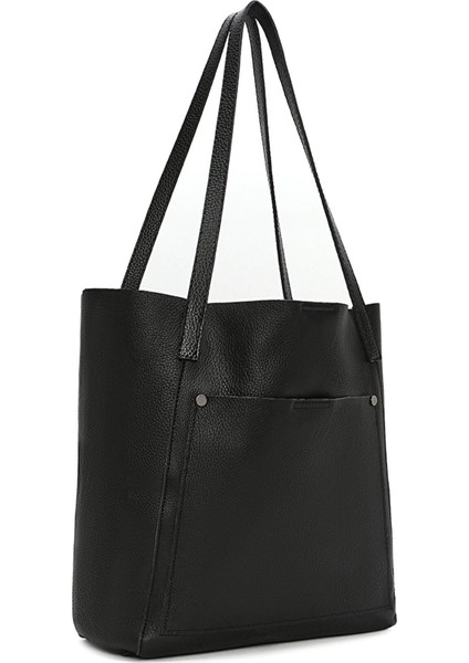 %100 Hakiki Deri Ön Cepli Shopper Kadın El ve Omuz Çantası indirimleri