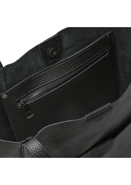 %100 Hakiki Deri Ön Cepli Shopper Kadın El ve Omuz Çantası