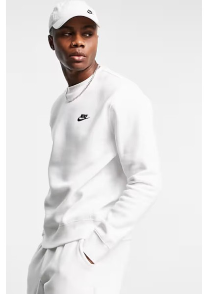 Sportswear Club Crew Standart Kesim Beyaz Erkek Sweatshrit fırsatları
