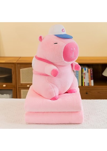 Karikatür Kapibara Yastık Battaniye 2'si 8 Arada Capibala Yastık Klima Çift Amaçlı Çocuk Uyuklayan Battaniye (Yurt Dışından)