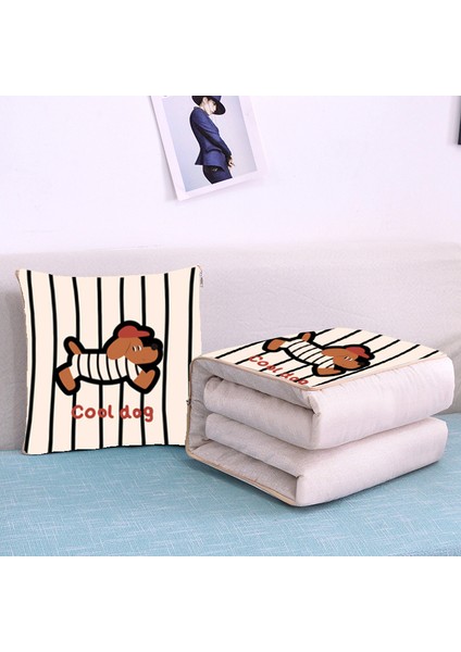 Üzerinde logo baskılı ikisi bir arada yastık yorganı, çok fonksiyonlu araba kanepe yastığı yorganı (Yurt Dışından)