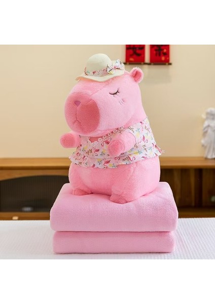 Karikatür Kapibara Yastık Battaniye 2'si 14 arada Capibala Yastık Klima Çift Amaçlı çocuk Uyuklayan Battaniye (Yurt Dışından)