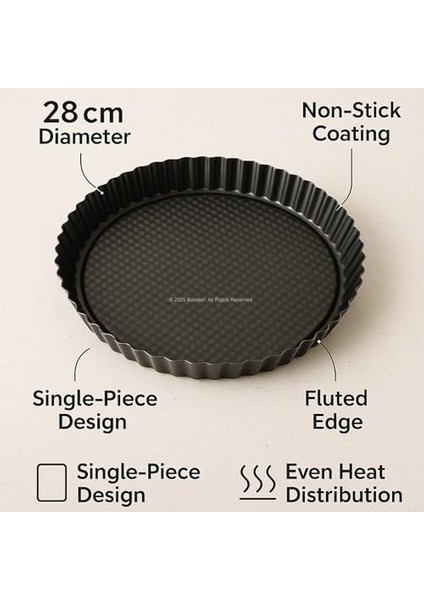28 cm Yuvarlak Meyve Turtası Kalıbı – Siyah Metalik Yapışmaz Kaplamalı Turta ve Kiş Kalıbı – Eşit Isı Dağılımlı – Temizlenebilir – Fırın Güvenli modelleri