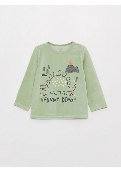 Lcw Baby Yeşil Bisiklet Yaka Uzun Kollu Baskılı Kadife Erkek Bebek Pijama Takımı fiyatları