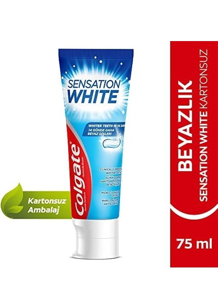 Colgate Sensation White Kartonsuz Ambalaj Beyazlatıcı Diş Macunu 75 ml