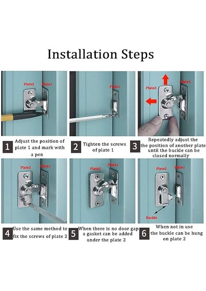 Sürgülü Kapı Kilidi, 90/180 Derece Sürgülü Kapılar Için, 304 Paslanmaz Çelik, 4 Vidalı Ahır, Sürgülü Kapı, Ev, Yatak Odası, Bahçe, Banyo, Pencere Için, Gümüş modelleri