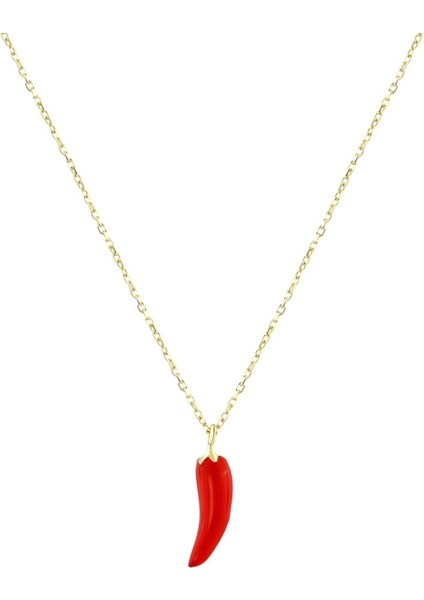 14 Ayar Chili Tasarım Altın Kolye