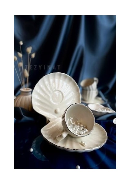 -Istiridye 12 Parça 6 Kişilik Kahve Fincan Takımı (Platin Yaldızlı) modelleri