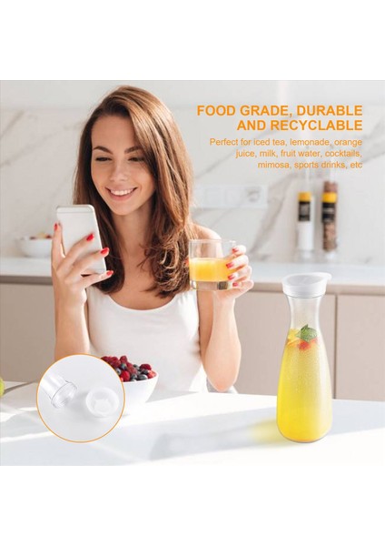 2pcs 1.6l Beyaz Flip Sekme Kapaklı Plastik Su Kartalları - Gıda Sınıfı ve Geri Dönüştürülebilir Paramparça Sürahi - Meyve Kartı Kavanozu (Yurt Dışından) indirimleri