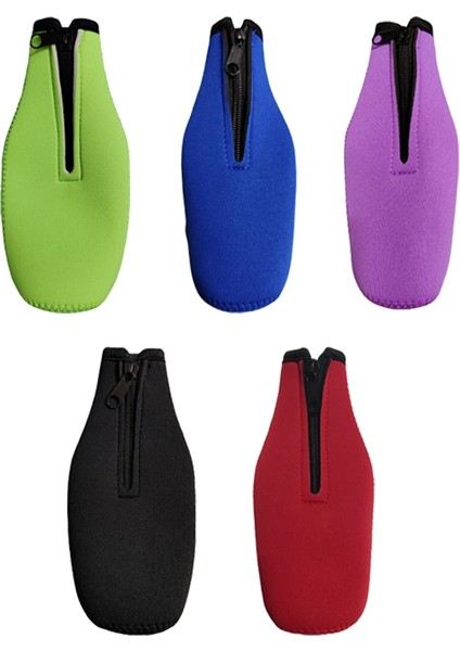 Bira Şişesi Izolatör Kılıfı Içecek Soğuk, Zip-Up Şişe Ceketleri, Bira Şişesi Soğutucu Kollu, Neopren Kapak, 5 Pcs (Yurt Dışından)
