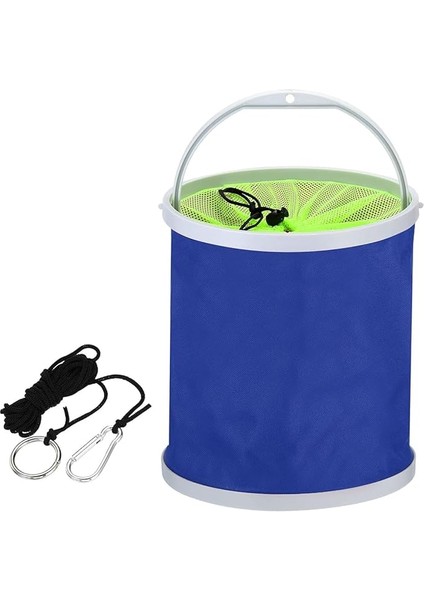 Lua Katlanabilir Balık Tutma Kovası, 11 Litre (2,9 Galon), Katlanabilir Kova, Katlanabilir Su Kabı, Anahtarlıklı Dış Mekan, Seyahat Için, Mavi