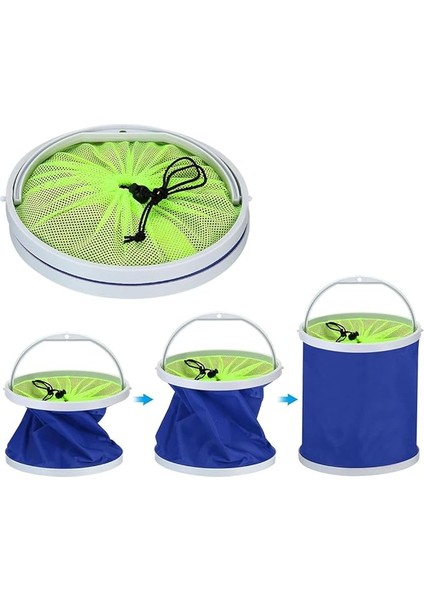 Lua Katlanabilir Balık Tutma Kovası, 11 Litre (2,9 Galon), Katlanabilir Kova, Katlanabilir Su Kabı, Anahtarlıklı Dış Mekan, Seyahat Için, Mavi modelleri