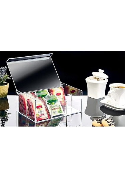 Akrilik Çay Kutusu 6 Bölmeli Kapaklı Poşet Bitki Çayı Saklama Kabı - Akrilik Pratik ve Şık Akrilik Çay Kutusu - 6 Bölmeli Kapaklı Poşet ve Bitki Çayı Saklama Kabı modelleri
