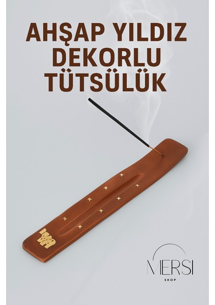 Ahşap Yıldızlı Tütsülük | Doğal Oyma Ahşap Tütsü Standı | Şık Tütsülik Dekor