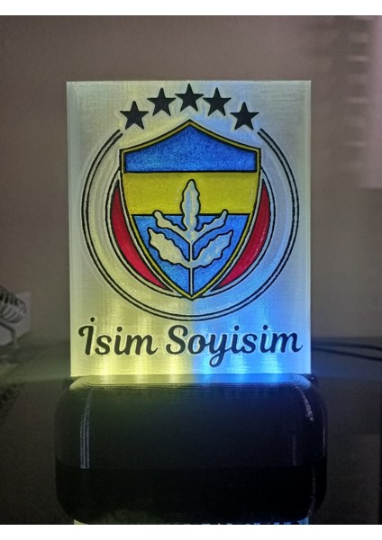 Kişiye Özel İsimli Sarı Lacivert Işıklı Dekoratif LED Lamba