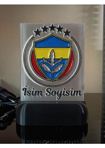 Kişiye Özel İsimli Sarı Lacivert Işıklı Dekoratif LED Lamba fiyatları