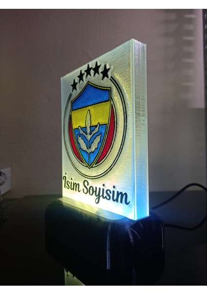 Kişiye Özel İsimli Sarı Lacivert Işıklı Dekoratif LED Lamba indirimleri