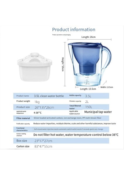 Su Filtresi Sürahi 3.5l Taşınabilir Ev Aktif Karbon Mutfak Soğuk Su Filtre Arıtma Sağlık Mutfağı Için Kettle (Yurt Dışından) modelleri