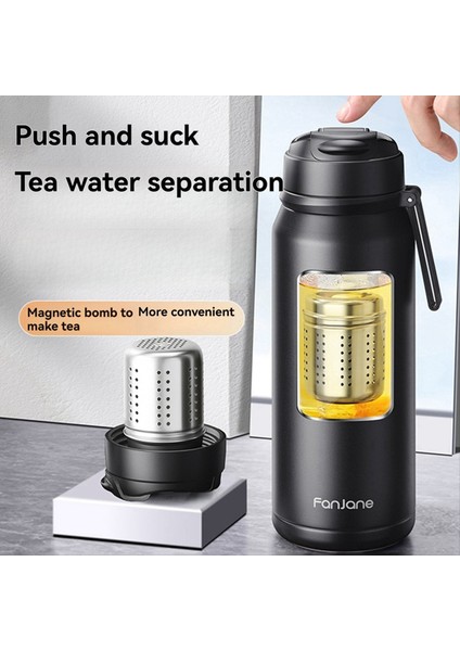 Fanjane Vakum Yalıtımlı Paslanmaz Çelik Su Şişesi Saman ve Taşıma Sapı, Sızıntı Geçirmez, Bulaşık Makinesi Güvenli, Kış Gündönümü A (Yurt Dışından) indirimleri