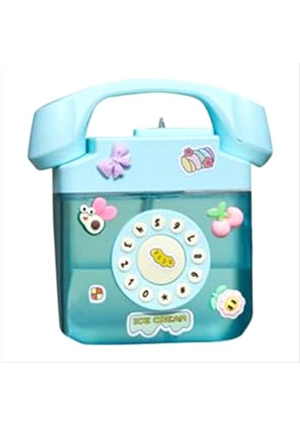 Reklam Öğeleri Retro Telefon Şekli Su Şişesi Ayarlanabilir Omuz Askısı, 3D Çıkartma ile Içme Şişeleri (Mavi) (Yurt Dışından)